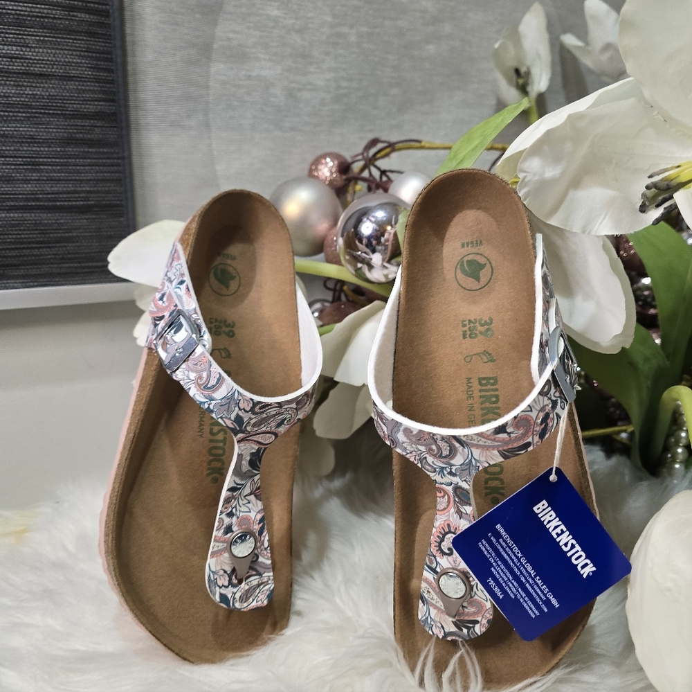 Birkenstock Gizeh Paisley Pattern (Vegan) Womens Paisley Light Rose New - Picture 3 of 6